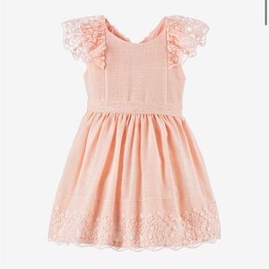 Mayoral girls pink cotton and lace dress